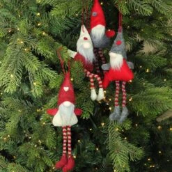 Northlight 4ct. 8" Red & Gray Plush Gnome Ornaments -Northlight Sale Store D253806S 15