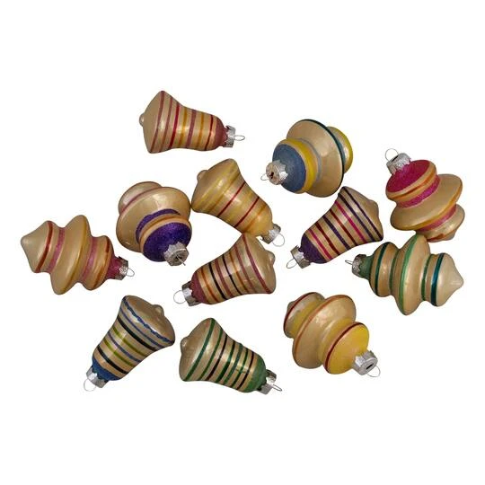 Northlight 12ct. 2.75" Purple & Yellow 2-Finish Striped Glass Finial & Bell Ornaments 7 Northlight 12ct. 2.75" Purple & Yellow 2-Finish Striped Glass Finial & Bell Ornaments - Image 7