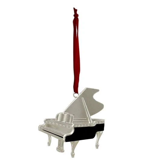 Northlight 3.5" Silver Plated Grand Piano Ornament 2 Northlight 3.5" Silver Plated Grand Piano Ornament - Image 2