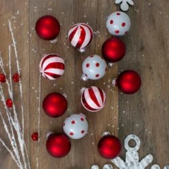 Northlight 12ct. 1.75" 2-Finish Red & White Glass Ball Ornaments -Northlight Sale Store D253816S 2