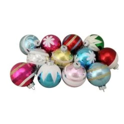Northlight 12ct. 2.5" Frosted & Glittered Multicolor Glass Ball Ornaments