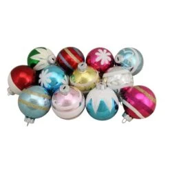 Northlight 12ct. 2.5" Frosted & Glittered Multicolor Glass Ball Ornaments -Northlight Sale Store D253817S 13