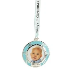 Northlight 3" Blue & Silver "Baby's First Christmas" Framed Ornament -Northlight Sale Store D253818S 11