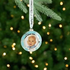 Northlight 3" Blue & Silver "Baby's First Christmas" Framed Ornament -Northlight Sale Store D253818S 12