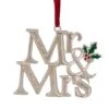 Northlight 3.75" Silver "Mr & Mrs" With Holly Leaves Ornament