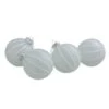 Northlight 4ct. 3.5" Frosted Glitter White Striped Glass Ball Ornaments