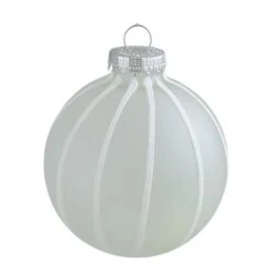 Northlight 4ct. 3.5" Frosted Glitter White Striped Glass Ball Ornaments 10 Northlight 4ct. 3.5" Frosted Glitter White Striped Glass Ball Ornaments -Northlight Sale Store D253821S 12