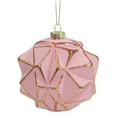 Northlight 4" Pink & Gold Geometric Glass Ball Ornament -Northlight Sale Store D253824S 11