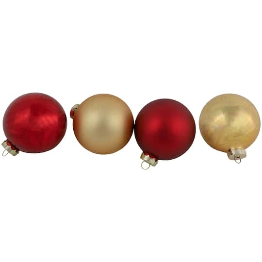 Northlight 96ct. 3.25" Matte & Shiny Red & Gold Glass Ball Ornaments 2 Northlight 96ct. 3.25" Matte & Shiny Red & Gold Glass Ball Ornaments - Image 2