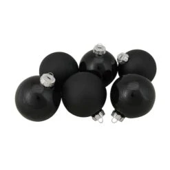 Northlight 6ct. 3.25" 2-Finish Black Glass Ball Ornaments