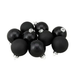 Northlight 9ct. 2.5" Shiny & Matte Black Glass Ball Ornaments
