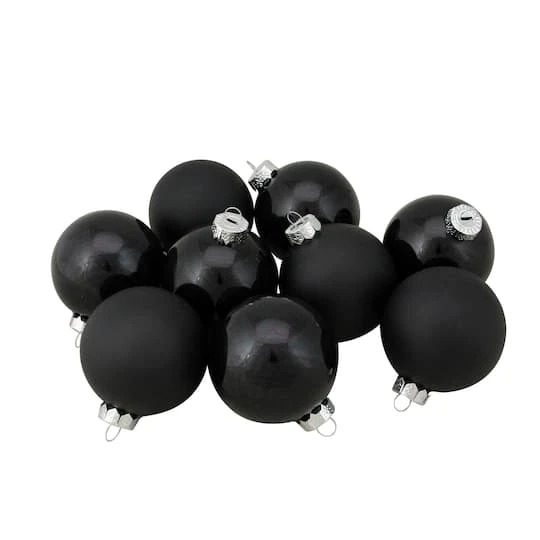 Northlight 9ct. 2.5" Shiny & Matte Black Glass Ball Ornaments 4 Northlight 9ct. 2.5" Shiny & Matte Black Glass Ball Ornaments - Image 4
