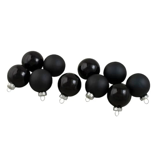Northlight 10ct. 1.75" Shiny & Matte Black Glass Ball Ornaments 4 Northlight 10ct. 1.75" Shiny & Matte Black Glass Ball Ornaments - Image 4
