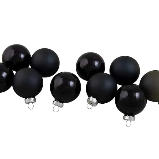 Northlight 10ct. 1.75" Shiny & Matte Black Glass Ball Ornaments 3 Northlight 10ct. 1.75" Shiny & Matte Black Glass Ball Ornaments - Image 3
