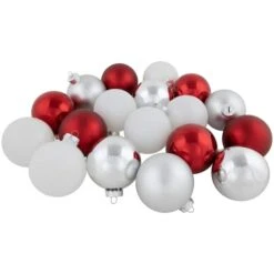 Northlight 72ct. 2-Finish Red, Silver & White Glass Ball Ornaments -Northlight Sale Store D253831S 11