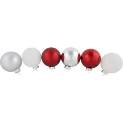 Northlight 72ct. 2-Finish Red, Silver & White Glass Ball Ornaments -Northlight Sale Store D253831S 13