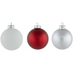 Northlight 72ct. 2-Finish Red, Silver & White Glass Ball Ornaments -Northlight Sale Store D253831S 14