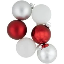 Northlight 72ct. 2-Finish Red, Silver & White Glass Ball Ornaments -Northlight Sale Store D253831S 15