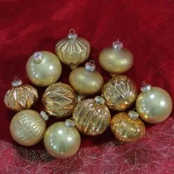 Northlight 12ct. 3-Finish Shades Of Gold Glass Ornaments 8 Northlight 12ct. 3-Finish Shades Of Gold Glass Ornaments -Northlight Sale Store D253833S 2