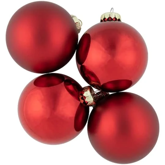 Northlight 96ct. Shiny & Matte Red Glass Ball Ornaments 5 Northlight 96ct. Shiny & Matte Red Glass Ball Ornaments - Image 5
