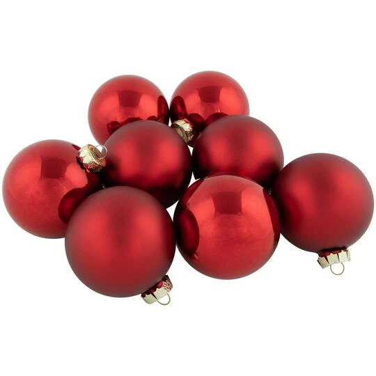 Northlight 96ct. Shiny & Matte Red Glass Ball Ornaments 6 Northlight 96ct. Shiny & Matte Red Glass Ball Ornaments - Image 6
