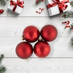 Northlight 72ct. 2 Finish Red Glass Ball Ornaments -Northlight Sale Store D253838S 12