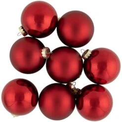 Northlight 72ct. 2 Finish Red Glass Ball Ornaments -Northlight Sale Store D253838S 13