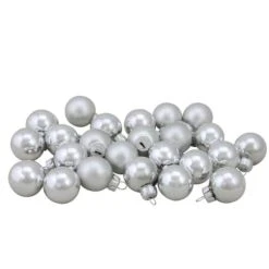 Northlight 24ct. 1" 2-Finish Silver Glass Ball Ornaments -Northlight Sale Store D253839S 11
