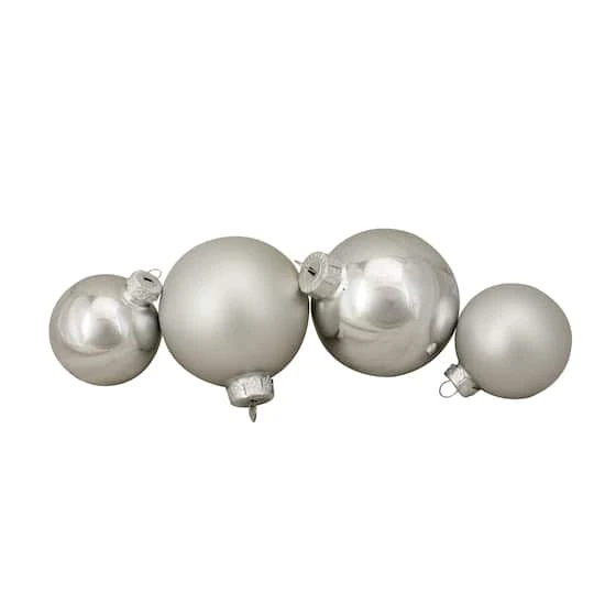 Northlight 96ct. Silver Shiny & Matte Glass Ball Ornaments 2 Northlight 96ct. Silver Shiny & Matte Glass Ball Ornaments - Image 2