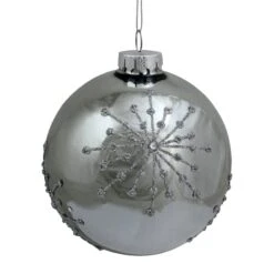 Northlight 4" Shiny Silver Mirrored Glitter Snowflakes Ball Ornament -Northlight Sale Store D253843S 11