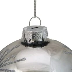 Northlight 4" Shiny Silver Mirrored Glitter Snowflakes Ball Ornament -Northlight Sale Store D253843S 2