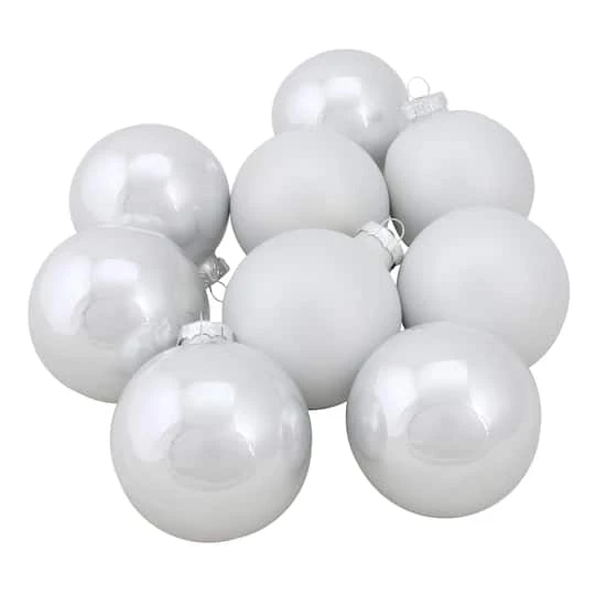 Northlight 9ct. 2.5" Shiny & Matte White Glass Ball Ornaments 1 Northlight 9ct. 2.5" Shiny & Matte White Glass Ball Ornaments