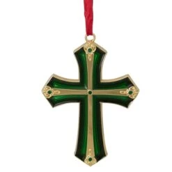 Northlight 3.5" Green & Gold Layering Effect With Crystals Cross Ornament -Northlight Sale Store D253850S 11