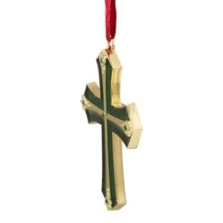 Northlight 3.5" Green & Gold Layering Effect With Crystals Cross Ornament -Northlight Sale Store D253850S 13