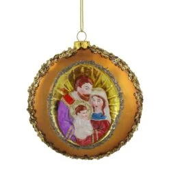 Northlight 4" Joseph, Mary & Baby Jesus Glass Disc Ornament -Northlight Sale Store D253856S 11