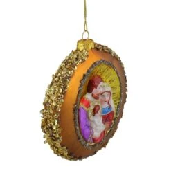 Northlight 4" Joseph, Mary & Baby Jesus Glass Disc Ornament -Northlight Sale Store D253856S 13