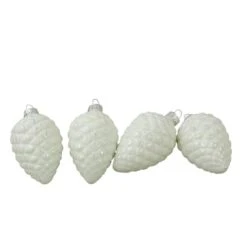 Northlight 4ct. 3" Matte White & Silver Glass Pinecone Ornaments 11 Northlight 4ct. 3" Matte White & Silver Glass Pinecone Ornaments -Northlight Sale Store D253862S 13
