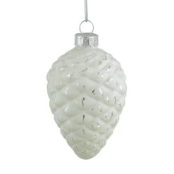 Northlight 4ct. 3" Matte White & Silver Glass Pinecone Ornaments 8 Northlight 4ct. 3" Matte White & Silver Glass Pinecone Ornaments -Northlight Sale Store D253862S 2