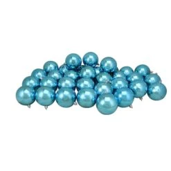 Northlight 32ct. 3.5" Turquoise Blue Shatterproof Shiny Christmas Ball Ornaments -Northlight Sale Store D253867S 2