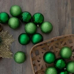 Northlight 32ct. 3.5" Christmas Green Shatterproof 4-Finish Christmas Ball Ornaments -Northlight Sale Store D253868S 12