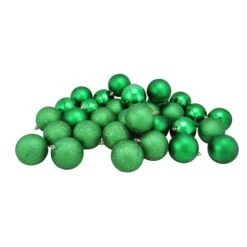 Northlight 32ct. 3.5" Christmas Green Shatterproof 4-Finish Christmas Ball Ornaments -Northlight Sale Store D253868S 2