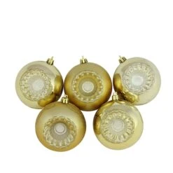 Northlight 5ct. 3.5" Gold Shiny & Matte Retro Reflector Shatterproof Christmas Ball Ornaments -Northlight Sale Store D253871S 11
