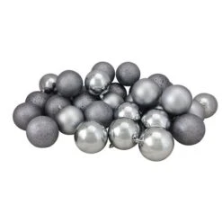 Northlight 32ct. 3.5" Pewter Gray Shatterproof 4-Finish Christmas Ball Ornaments -Northlight Sale Store D253872S 11