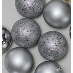 Northlight 32ct. 3.5" Pewter Gray Shatterproof 4-Finish Christmas Ball Ornaments -Northlight Sale Store D253872S 13