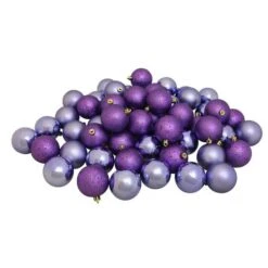 Northlight 60ct. 2.5" Amethyst Purple 4-Finish Shatterproof Christmas Ball Ornaments