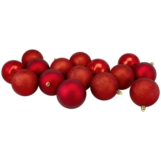 Northlight 16ct. 3" Hot Red Shatterproof 4-Finish Christmas Ball Ornaments 4 Northlight 16ct. 3" Hot Red Shatterproof 4-Finish Christmas Ball Ornaments - Image 4
