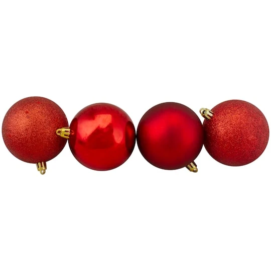 Northlight 16ct. 3" Hot Red Shatterproof 4-Finish Christmas Ball Ornaments 6 Northlight 16ct. 3" Hot Red Shatterproof 4-Finish Christmas Ball Ornaments - Image 6