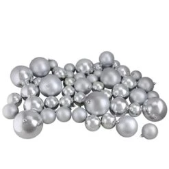 Northlight 50ct. Silver Splendor Shatterproof 2-Finish Christmas Ball Ornaments
