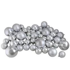 Northlight 50ct. Silver Splendor Shatterproof 2-Finish Christmas Ball Ornaments -Northlight Sale Store D253876S 11
