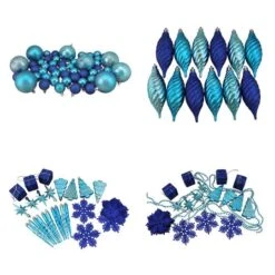 Northlight 125ct. Peacock Blue Shatterproof 4-Finish Christmas Ornaments -Northlight Sale Store D253880S 11